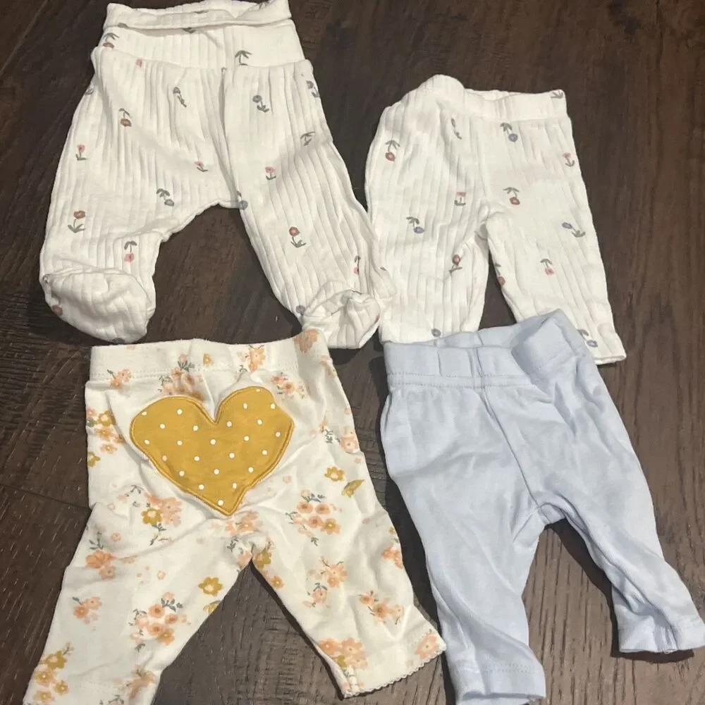 Baby Girl Preemie Clothes Lot Pink White Organic Washed Cotton 24 Piece Match